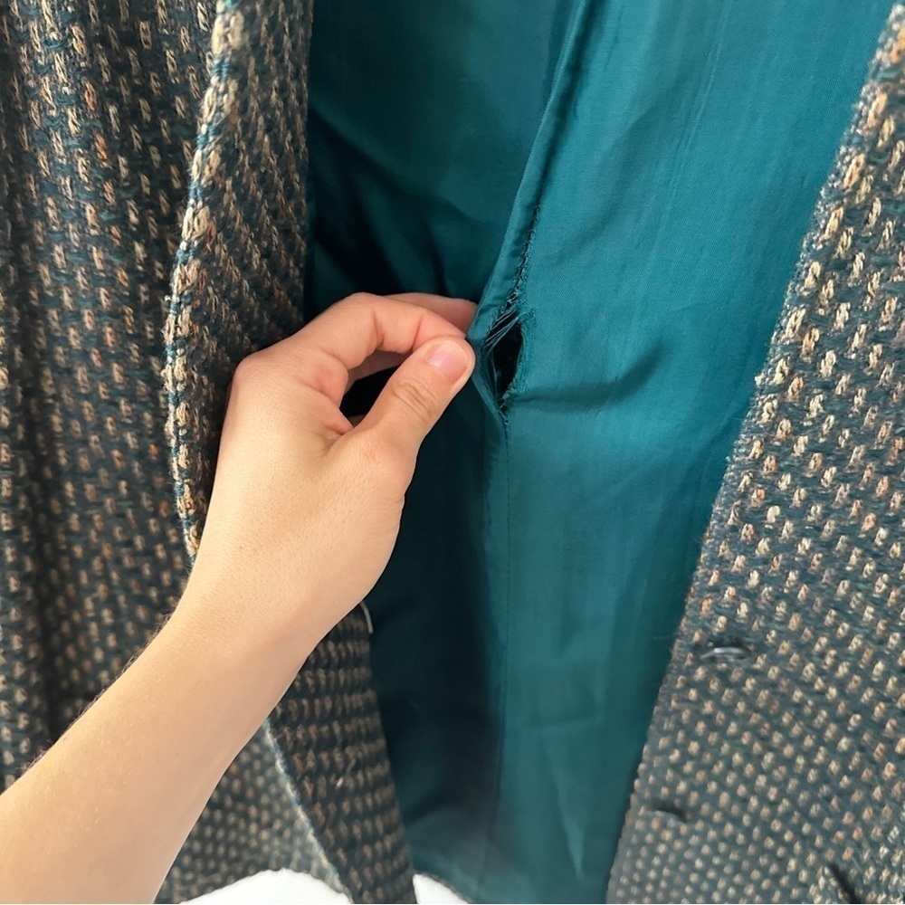 Vintage Chester Weinberg Green Multicolor Woven Stitch Double Breasted Blazer - Picture 5 of 14